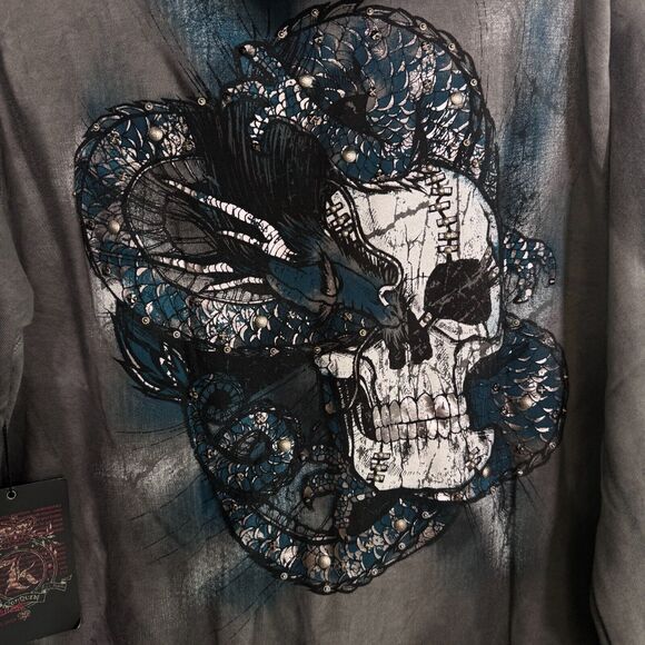 Konquest Closet Jacket Mens Large Skull Dragon Studded Y2K Grunge Streetwear NEW - Picture 12 of 16